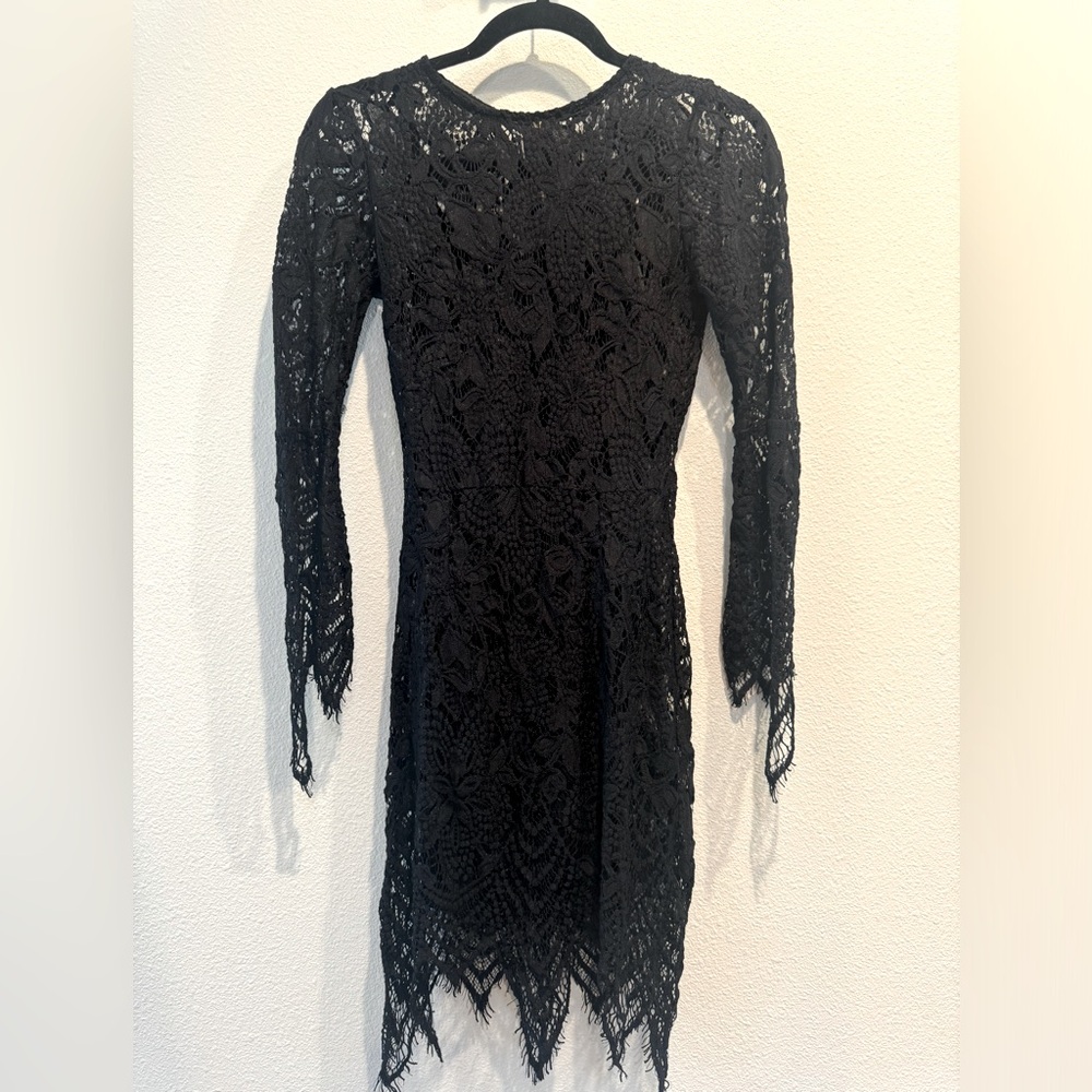 Ashley Mason Black lace dress with connecting tank dress underneath